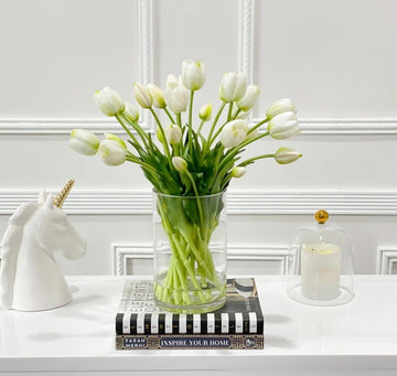 Modern Real Touch Tulip Centerpiece 16-in Tall